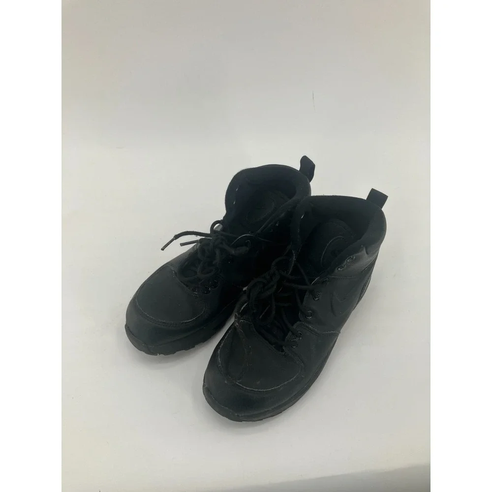 Nike Manoa Leather BQ5372-001 Boots Kids US 5.5 Black Lace Up Round Toe Ankle
